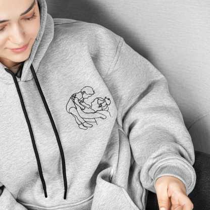 Custom Embroidered Family Portrait from Photo Sweatshirt Pet Portrait Mom Gift Idea Anniversary Gift