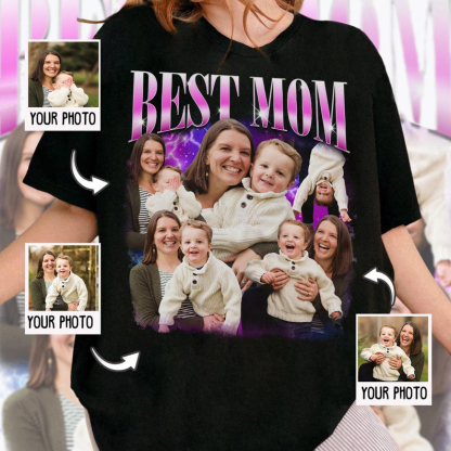 Custom Photo Bootleg Shirt For Mom, Mothers Day Gifts, Personalized Mom Portrait Shirt