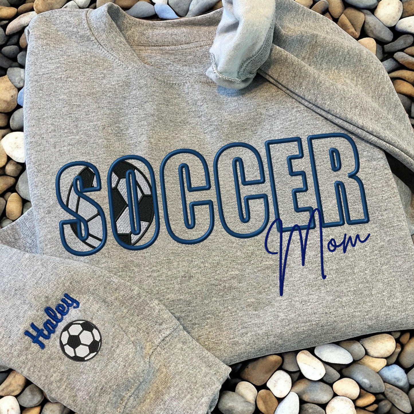 Custom Soccer Embroidered Mama/Mom/Nana Sweatshirt