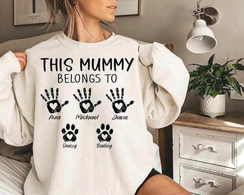 This Mummy Belongs To Custom Shirt, Custom Mama Sweatshirt, Mothers Day Shirt, Personalised Gift For Mom, Mothers Day Gift, Presents For Mum