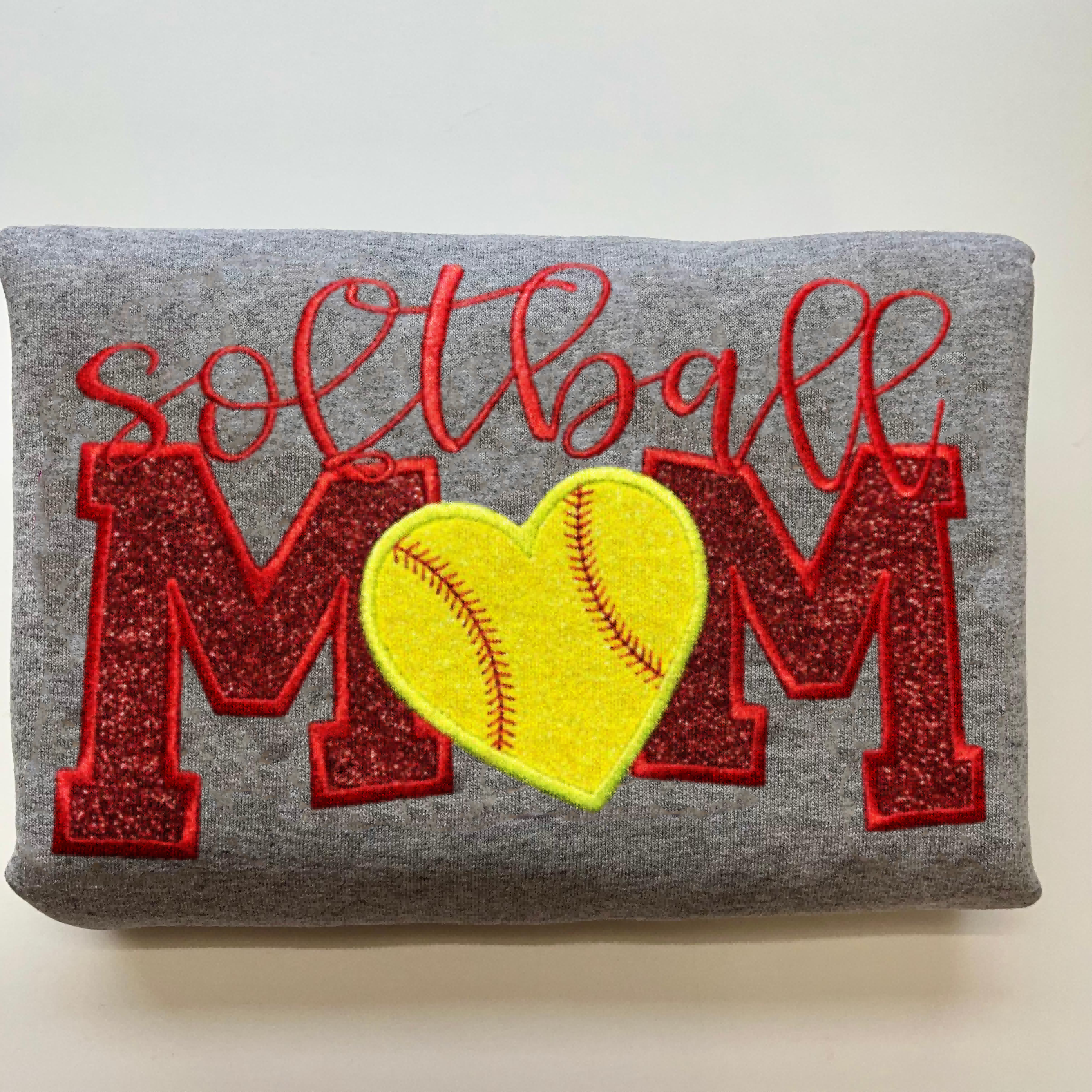 Custom Embroidered Glitter Softball Mom Sweatshirt
