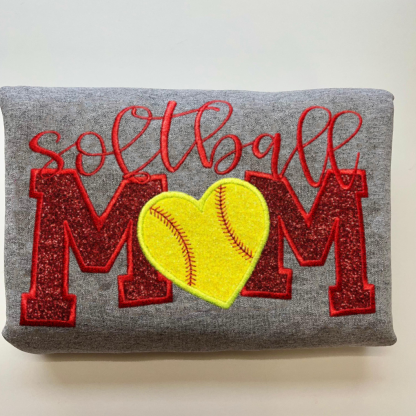 Custom Embroidered Glitter Softball Mom Sweatshirt