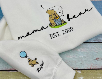 Custom Embroidered Sweatshirt Classic Mama Bear with EST Date