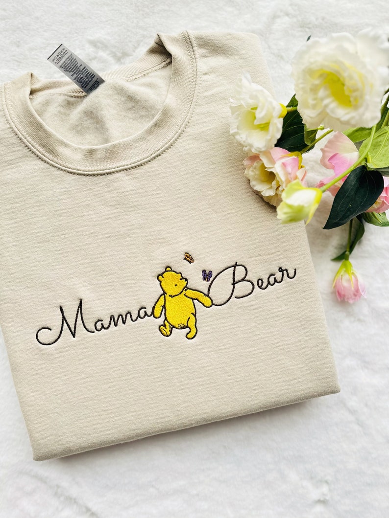 Custom Mothers Day Embroidered Mama Bear Sweatshirt with Names