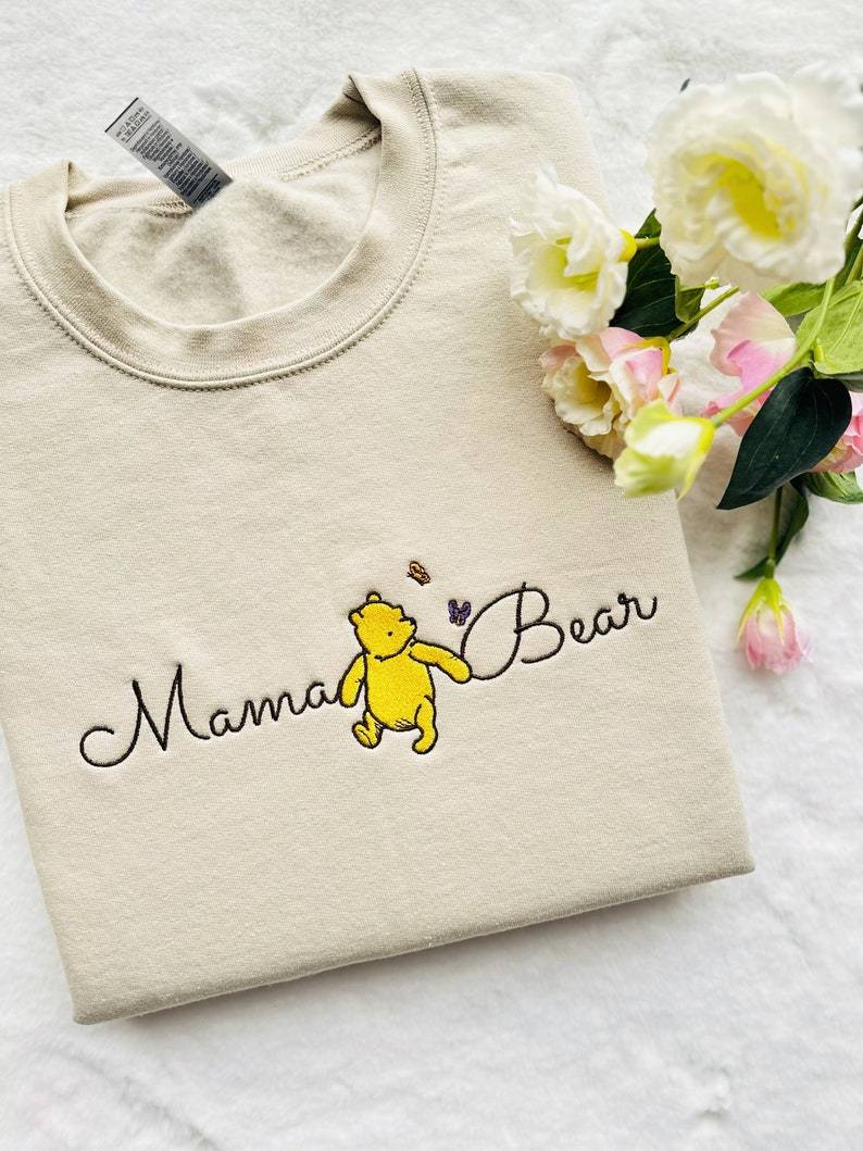 Custom Mothers Day Embroidered Mama Bear Sweatshirt with Names