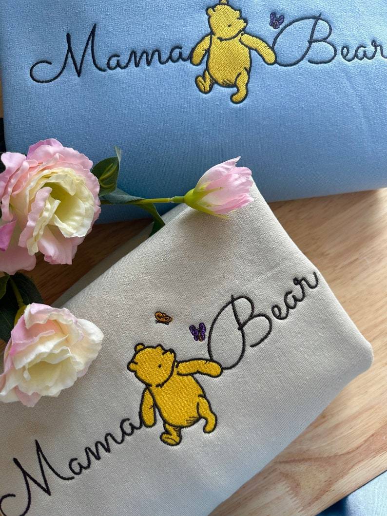 Custom Mothers Day Embroidered Mama Bear Sweatshirt with Names