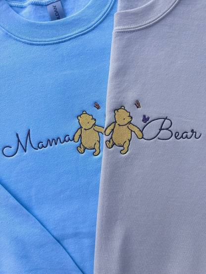 Custom Mothers Day Embroidered Mama Bear Sweatshirt with Names