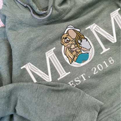 Customised Mum Embroidered Sweatshirt Personalised Mum Portrait Mother's Day 