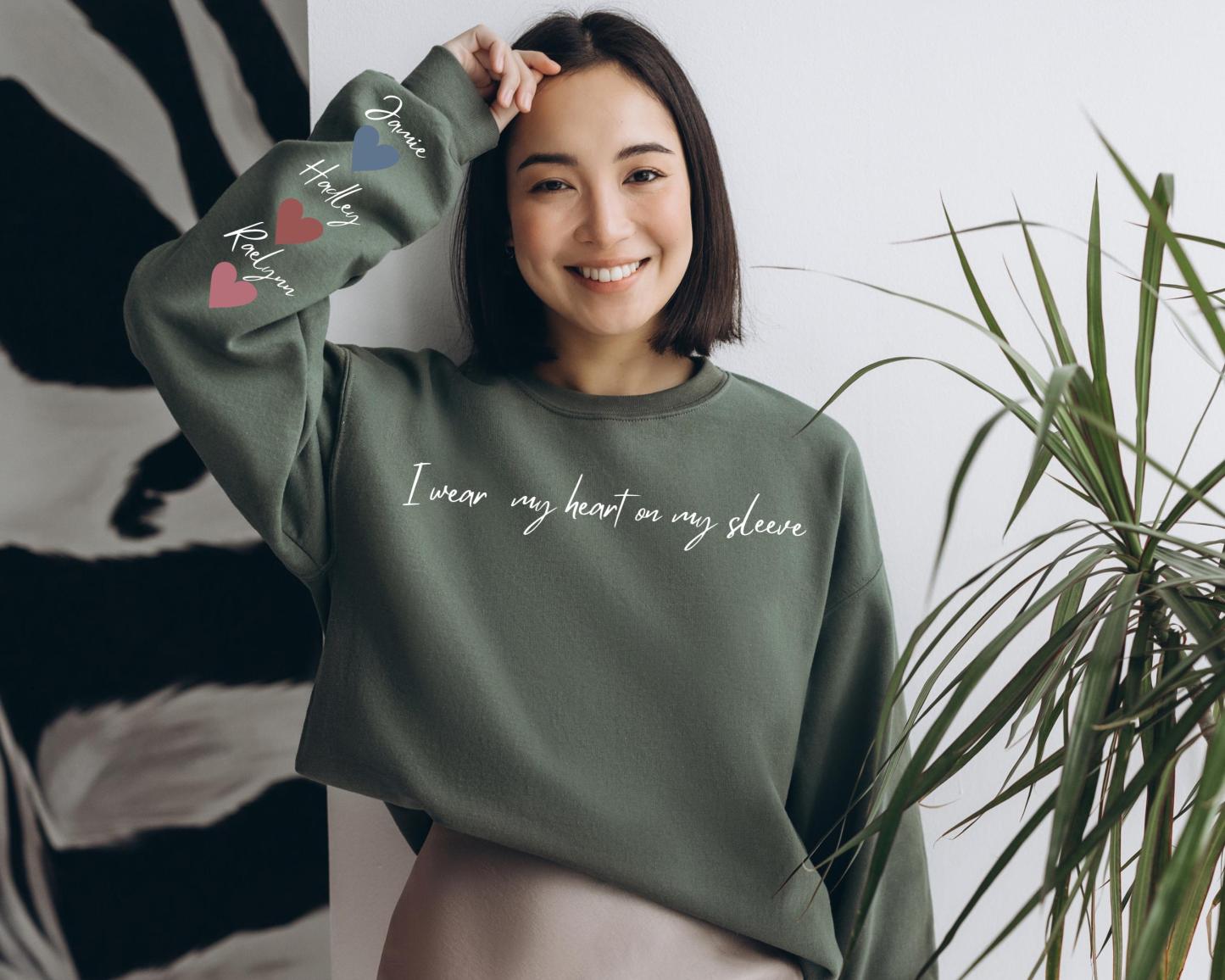 Custom Mama Sweatshirt with Kid Name on Sleeve Personalized Mom Sweatshirt Minimalist Momma Sweater Mothers Day Gift