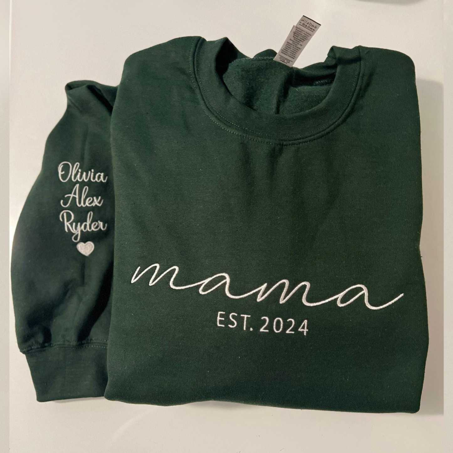 Customised Mum's Embroidered Sweatshirt Date and Child's Name Mother's Day A special gift with love!