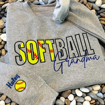Custom Softball Embroidered Mama/Mom/Nana Sweatshirt