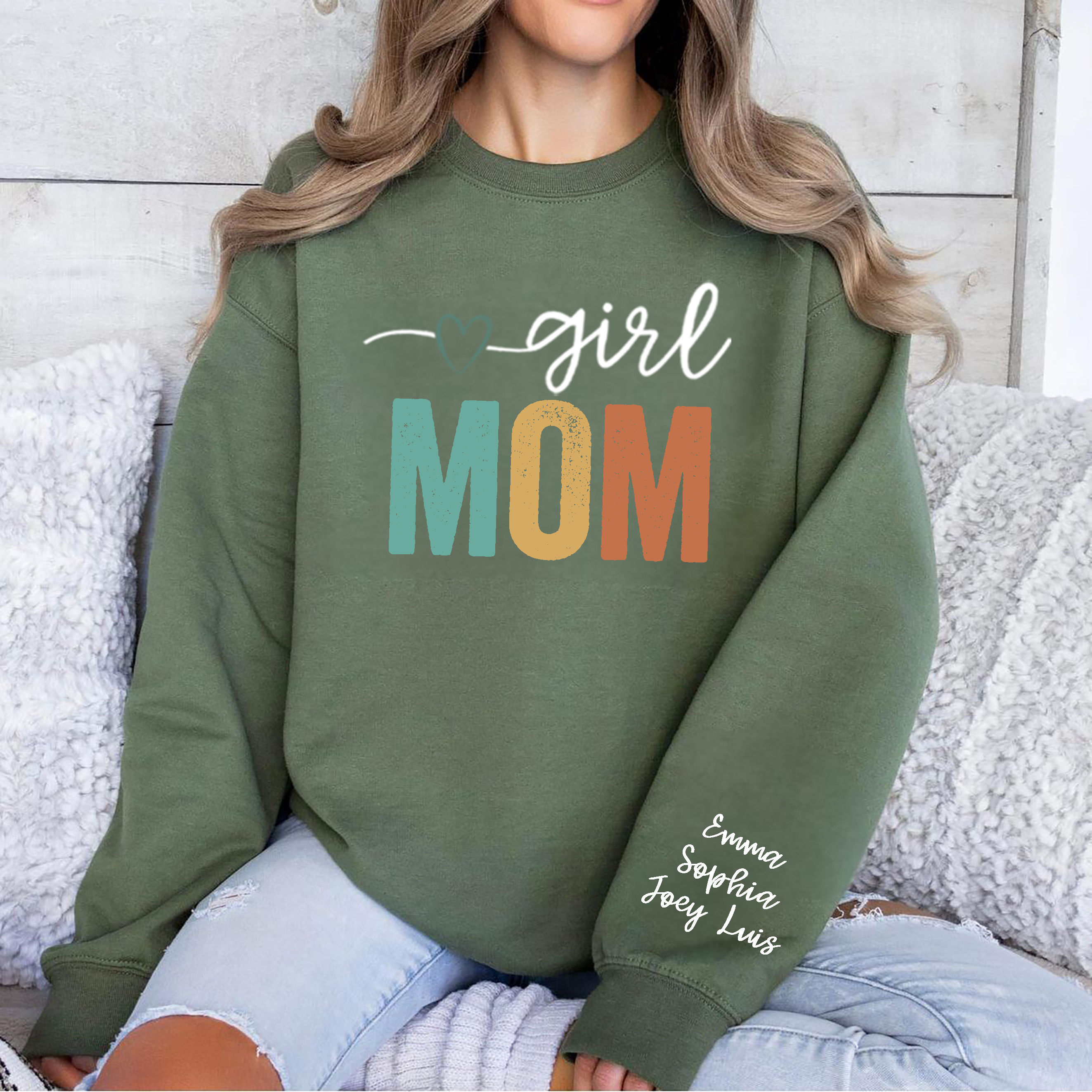 Custom Mama Boy/Girl Sweatshirt With Kids Names For Mother's Day