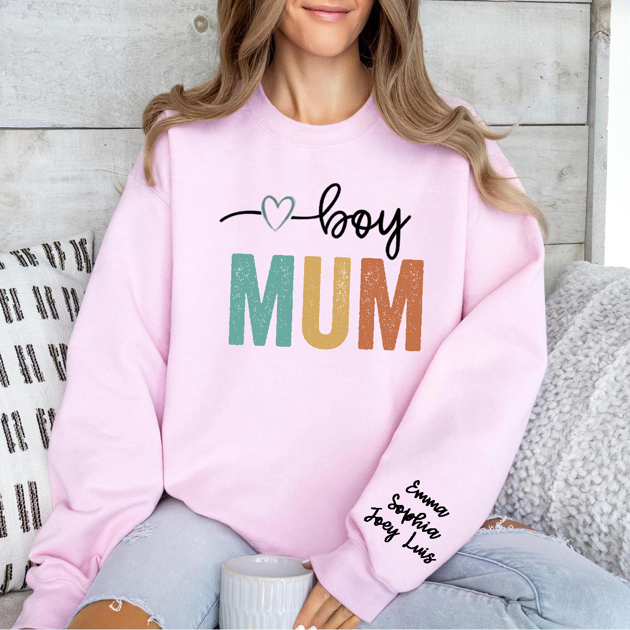 Custom Mama Boy/Girl Sweatshirt With Kids Names For Mother's Day