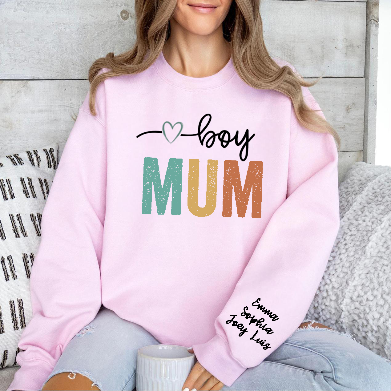 Custom Mama Boy/Girl Sweatshirt With Kids Names For Mother's Day
