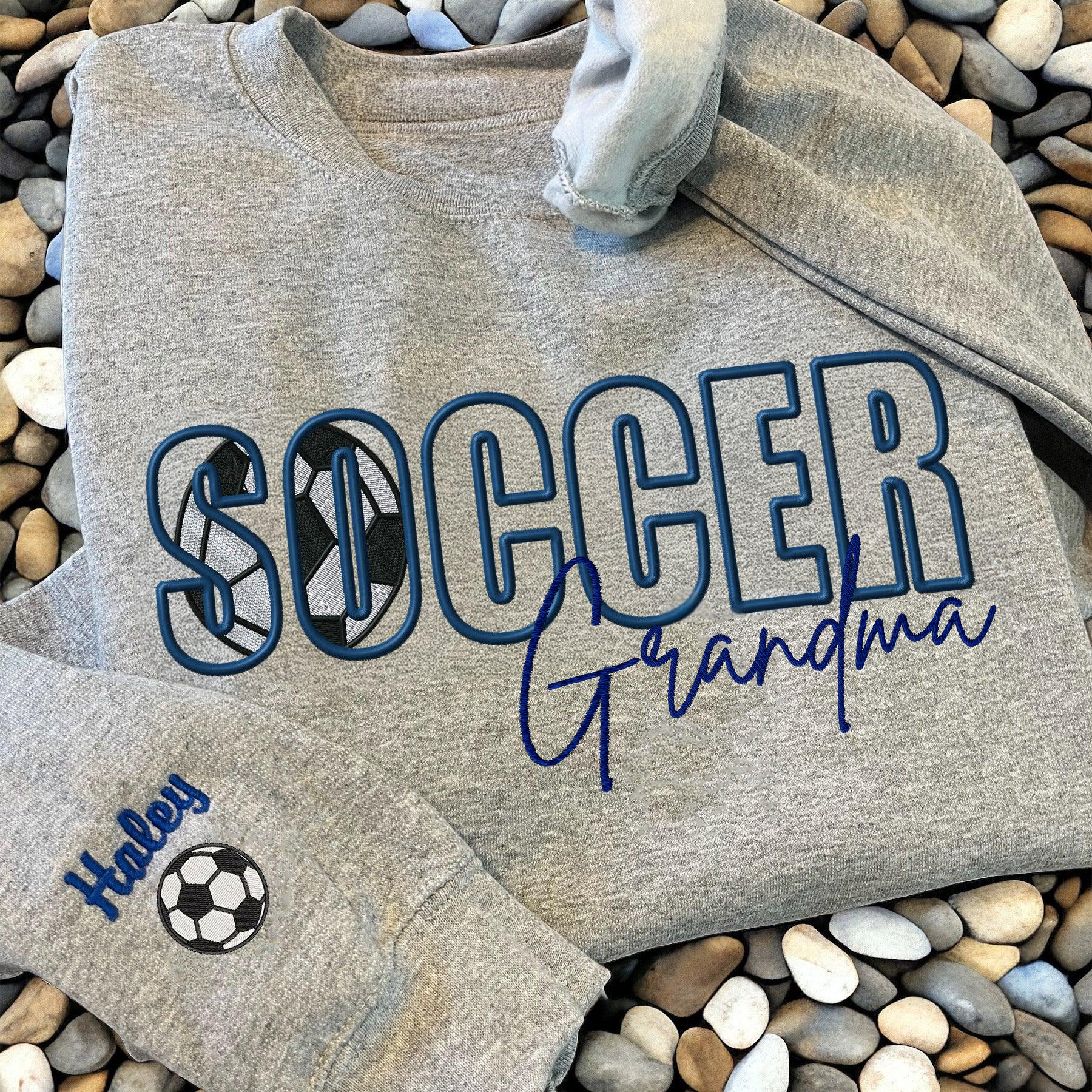 Custom Soccer Embroidered Mama/Mom/Nana Sweatshirt