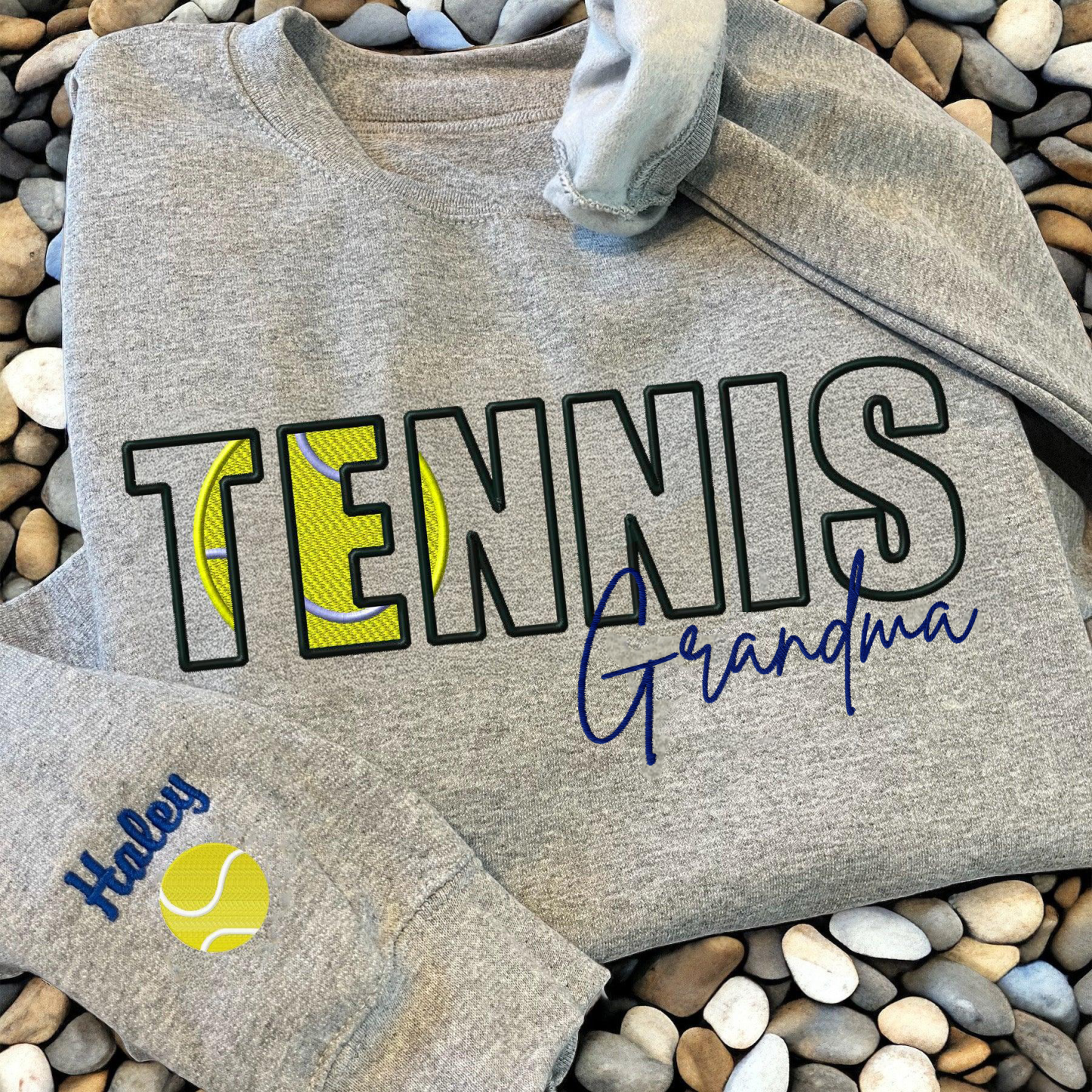 Custom Tennis Embroidered Mama/Mom/Nana Sweatshirt