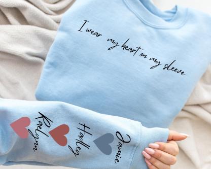 Custom Mama Sweatshirt with Kid Name on Sleeve Personalized Mom Sweatshirt Minimalist Momma Sweater Mothers Day Gift