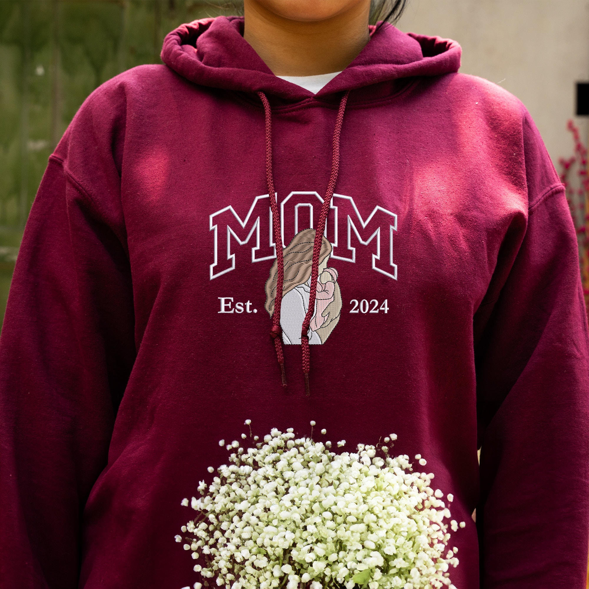 Mama Embroidered Sweatshirt Custom Portrait From Photo Hoodie Personalized Mothers Day Shirts Memorial Gift for Mom