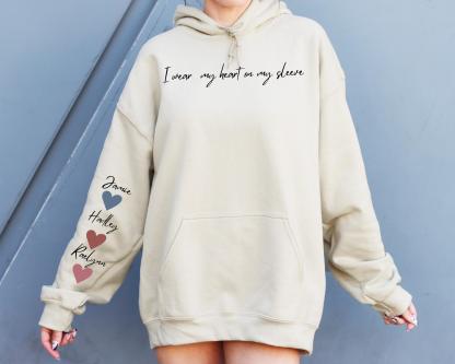 Custom Mama Sweatshirt with Kid Name on Sleeve Personalized Mom Sweatshirt Minimalist Momma Sweater Mothers Day Gift