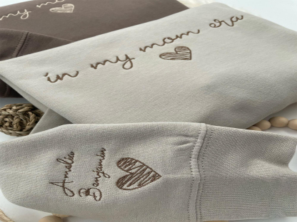 Embroidered In My Mom Era Custom Sweatshirt with Kids names on sleeve Personalized