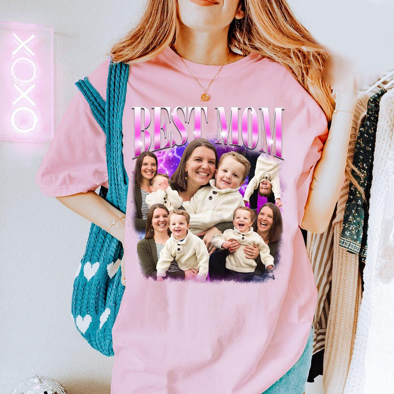 Custom Photo Bootleg Shirt For Mom, Mothers Day Gifts, Personalized Mom Portrait Shirt
