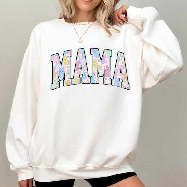 Custom Easter Bunny Mommy Heat Pressed T-Shirts And Sweatshirts For Mother's Day Gifts