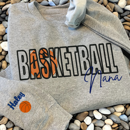Custom Basketball Embroidered Mama/Mom/Nana Sweatshirt