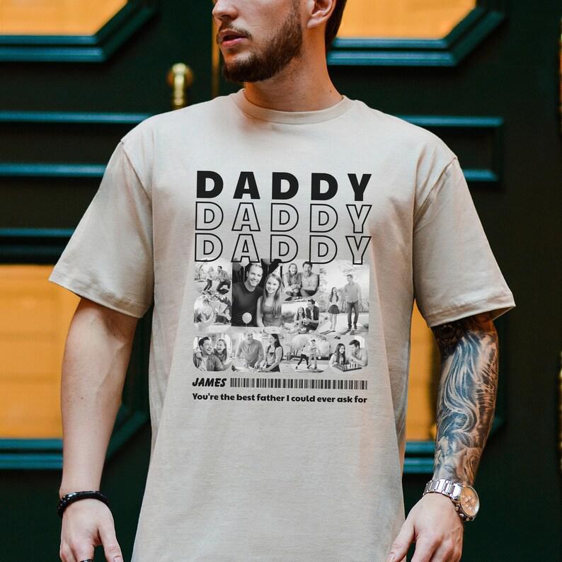 Custom Daddy Photo Collage T-Shirt With Name & Message, Father's Day Gift