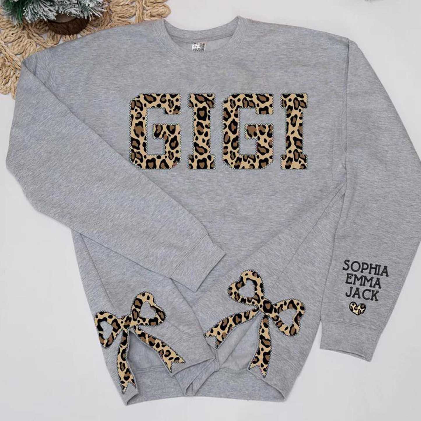 Custom Coquette Bow Embroidered Sweatshirt Custom Grandma/ Mom Shirt Mother's Day Gift