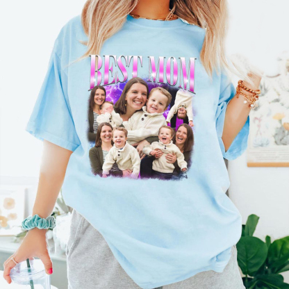 Custom Photo Bootleg Shirt For Mom, Mothers Day Gifts, Personalized Mom Portrait Shirt