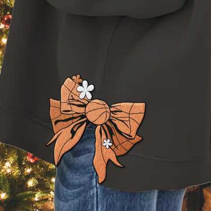 Custom Embroidered Cute Coquette Bow Basketball Mom Sweatshirt Sport Mom Sweater Gift