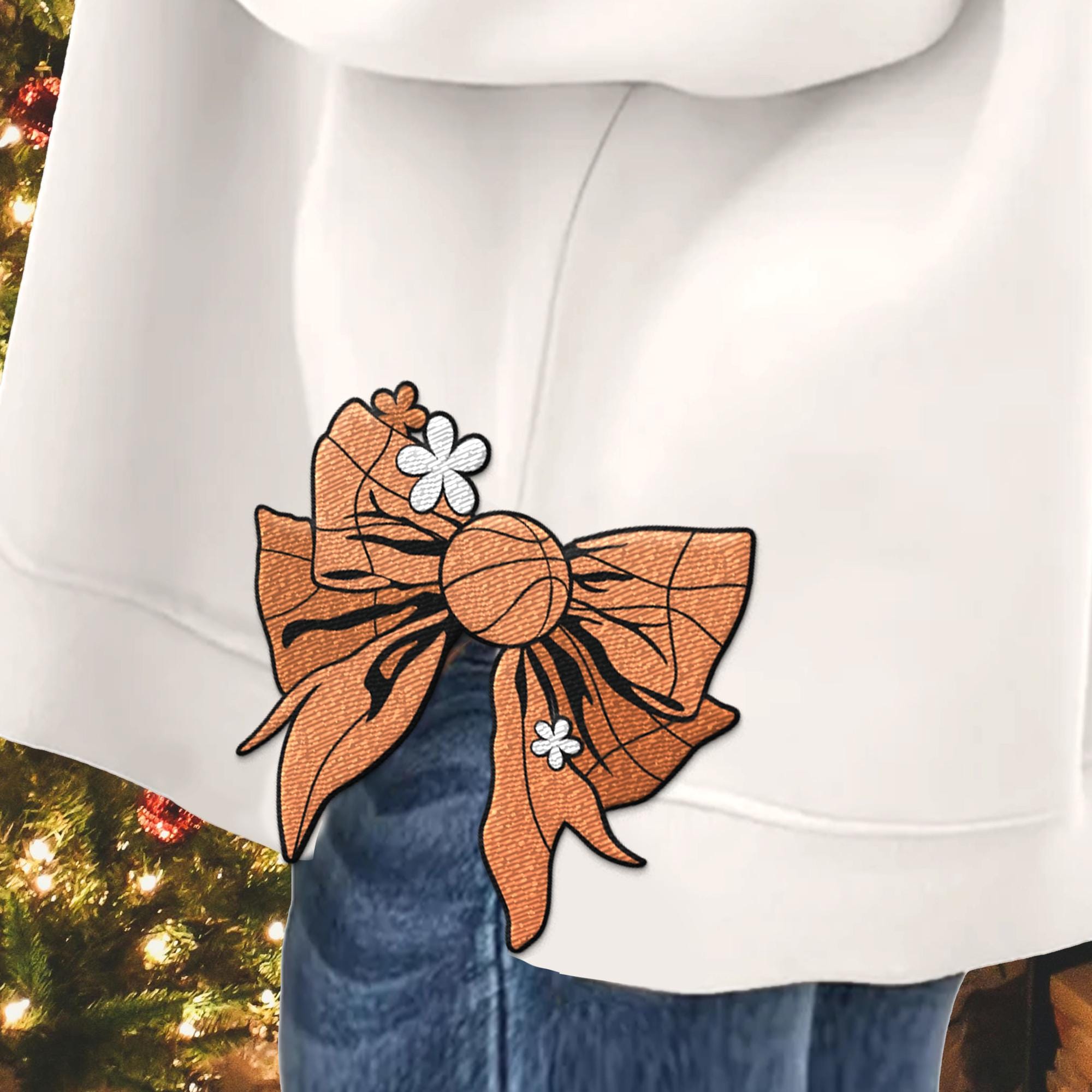 Custom Embroidered Cute Coquette Bow Basketball Mom Sweatshirt Sport Mom Sweater Gift