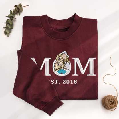 Customised Mum Embroidered Sweatshirt Personalised Mum Portrait Mother's Day 