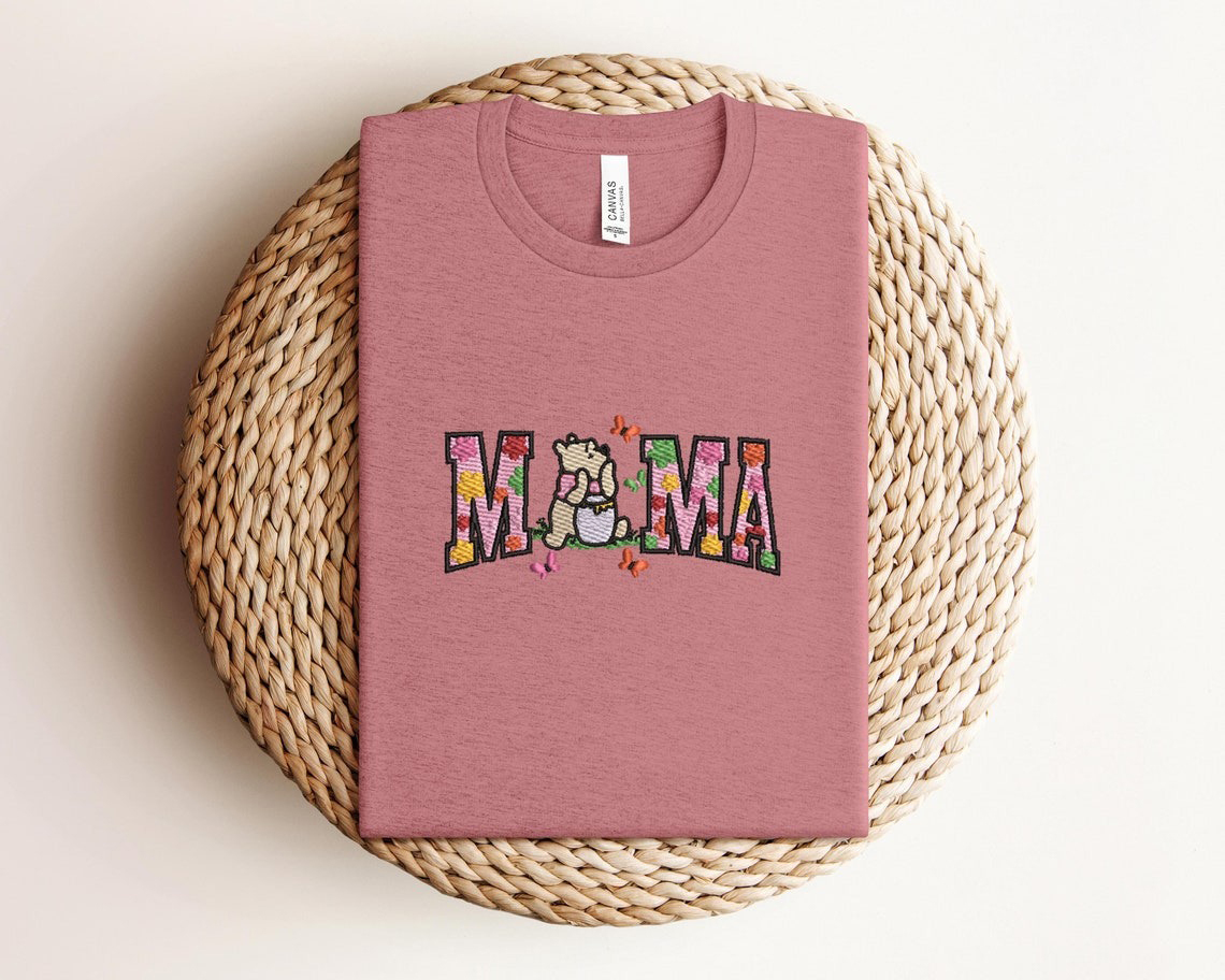 Custom Embroidered Mama Pooh Bear Shirt