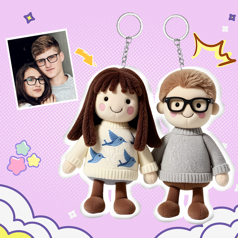 Personalized Photo Plush Doll Keychain Mini Me Plush Keychain Gifts for BFF