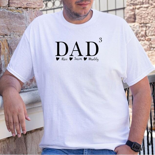 Custom Dad 3 Shirt With Kids Names, Father Of 3 Kids, Fathers Day Gift