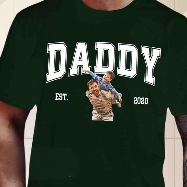 Personalized Dad Portrait Shirt, Daddy Est Shirt,Fathers Day Gifts For Husband Daddy
