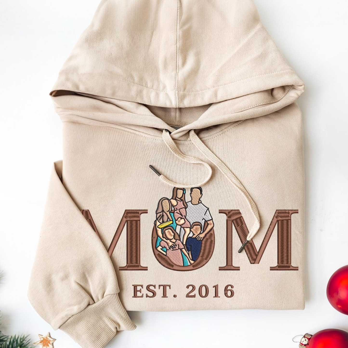 Customised Mum Embroidered Sweatshirt Personalised Mum Portrait Mother's Day 