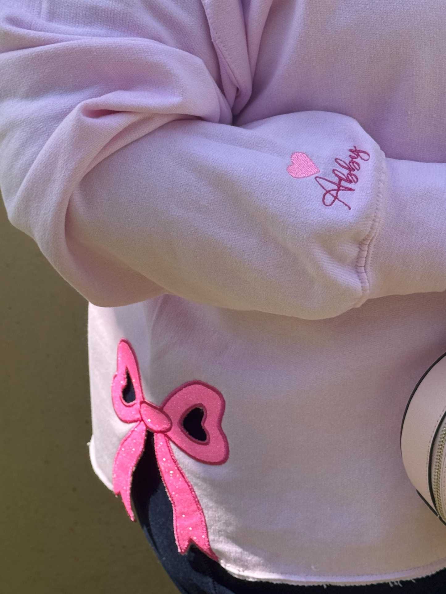 Custom Embroidered Side Bow Mama Sweatshirt, Coquette Side Bow Shirt, Personalized Gift