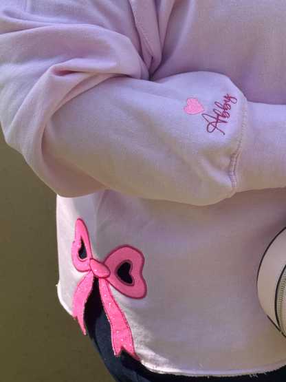 Custom Embroidered Side Bow Mama Sweatshirt, Coquette Side Bow Shirt, Personalized Gift