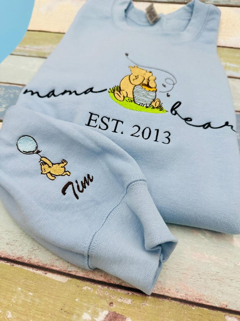 Custom Embroidered Sweatshirt Classic Mama Bear with EST Date