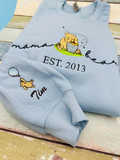 Custom Embroidered Sweatshirt Classic Mama Bear with EST Date