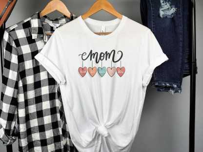 Custom MOM GRAPHIC TEE Women's Cute Heart Design T-Shirt Mother's Day Gift Gift for Mom Special