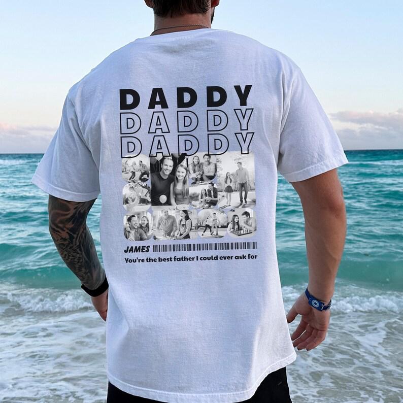 Custom Daddy Photo Collage T-Shirt With Name & Message, Father's Day Gift