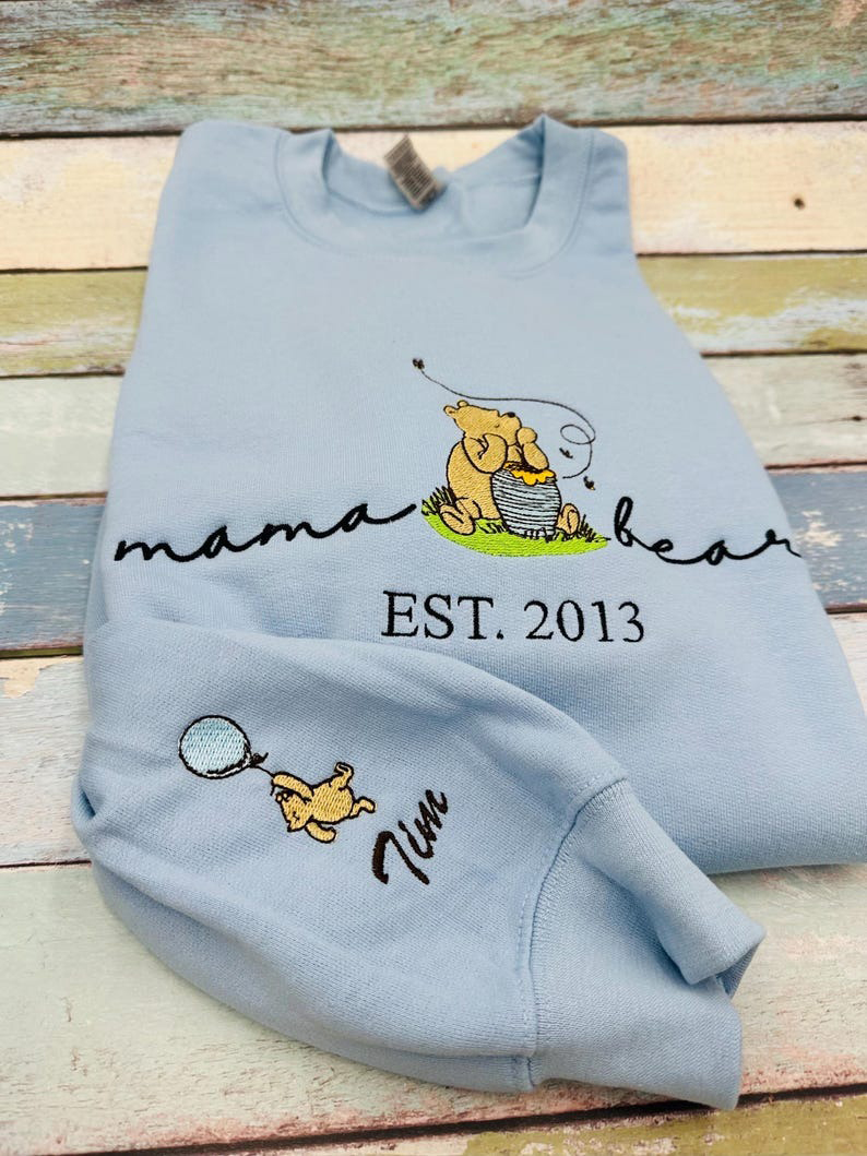 Custom Embroidered Sweatshirt Classic Mama Bear with EST Date