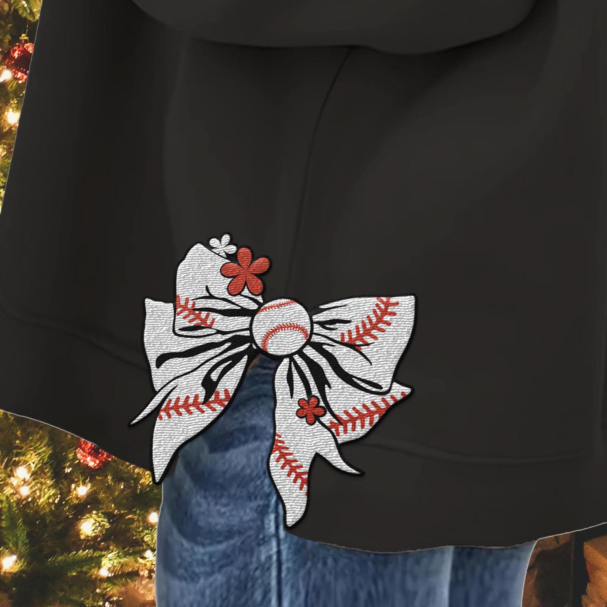 Custom Embroidered Cute Bow Baseball Mom Sweatshirt Mother's Day Personalized Gift