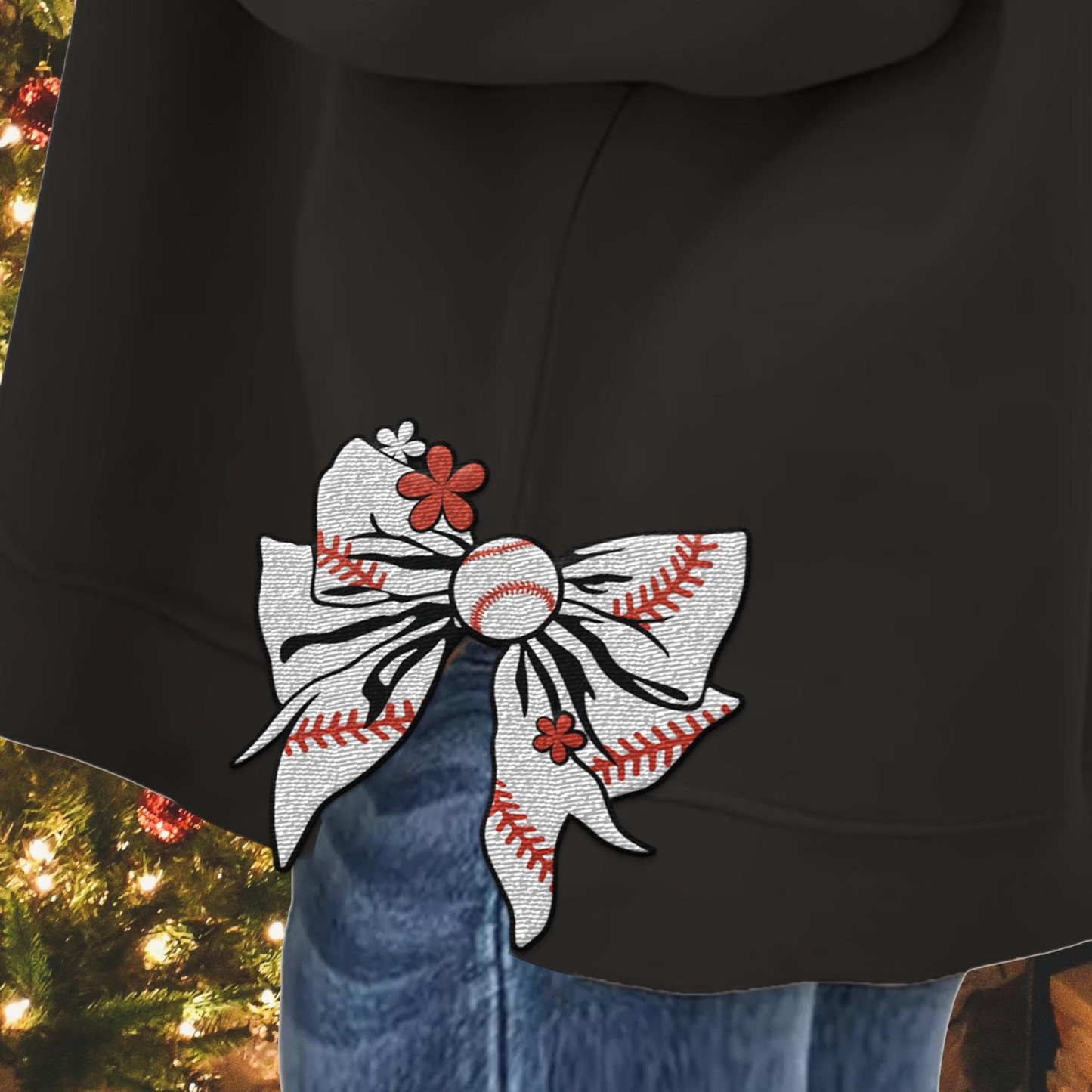 Custom Embroidered Cute Bow Baseball Mom Sweatshirt Mother's Day Personalized Gift