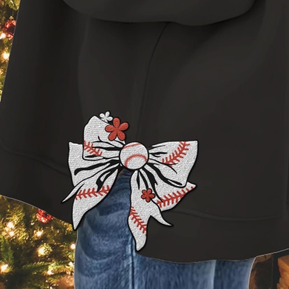 Custom Embroidered Cute Bow Baseball Mom Sweatshirt Mother's Day Personalized Gift