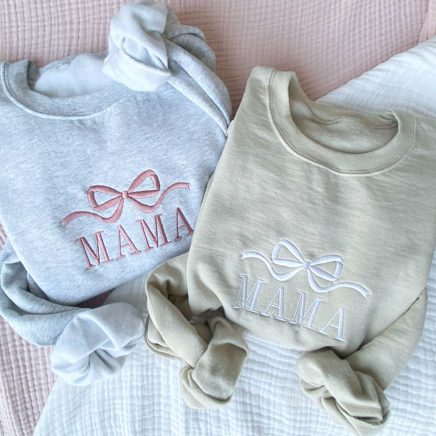 Cute and Trendy Mama Bow Embroidered Gemma Crewneck Sweatshirt MAMA Sweatshirt Mother's Day Gift Idea