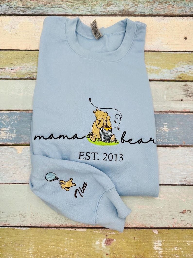 Custom Embroidered Sweatshirt Classic Mama Bear with EST Date